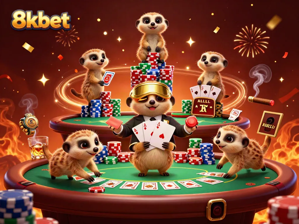 Experience the thrills of 8xbet casino with meerkats running a vibrant gaming scene