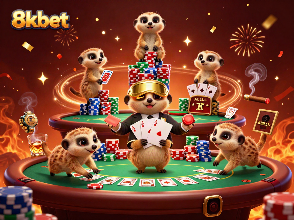 Experience the thrills of 8xbet casino with meerkats running a vibrant gaming scene