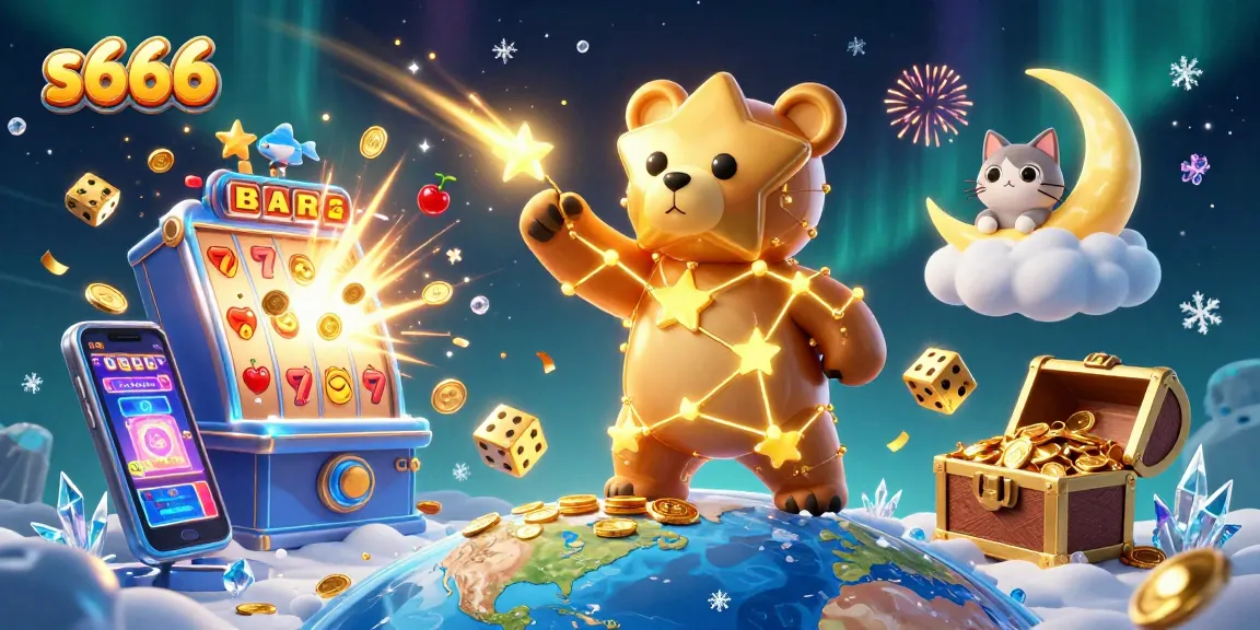 Experience thrilling jackpots with s666 casino as cartoon characters scoop coins amidst a colorful gaming explosion.