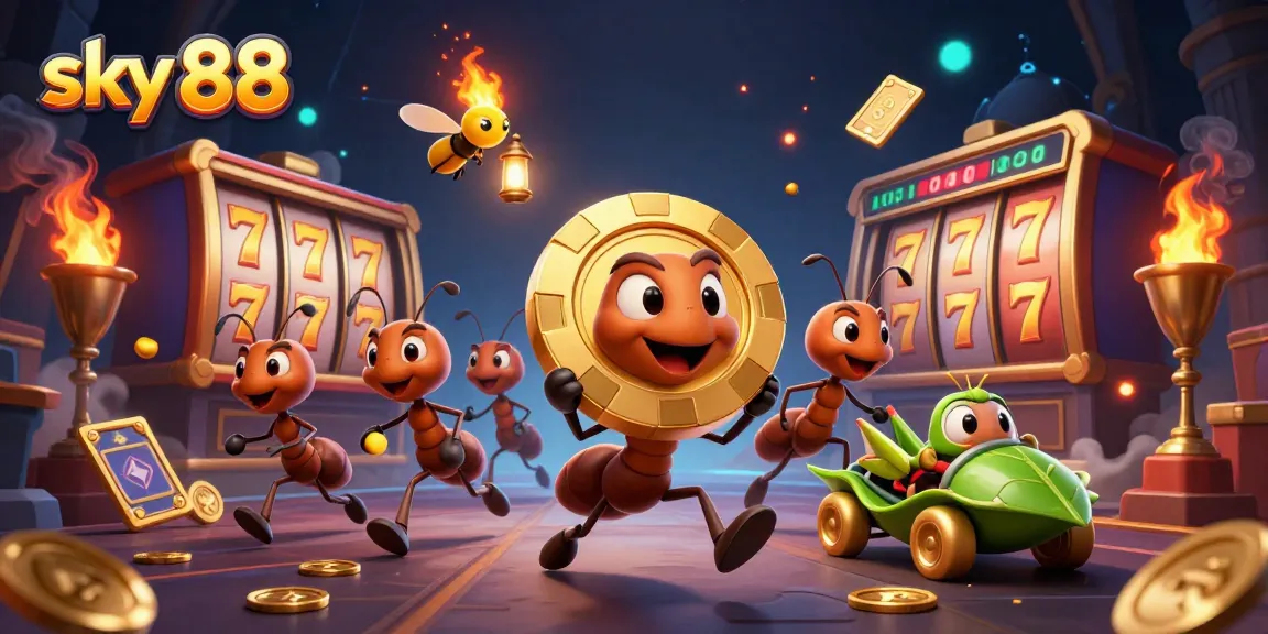 Engage with exciting gaming action at sky 88 with a heist-themed casino adventure illustration.