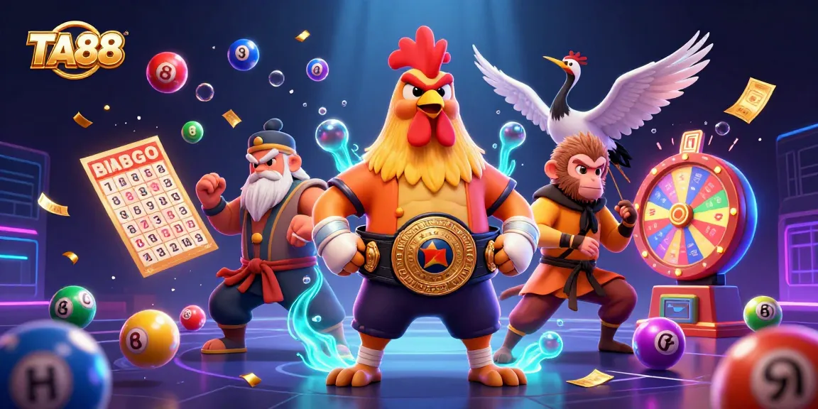 TA88 brings excitement with vibrant characters surrounded by lottery elements and dynamic visuals.