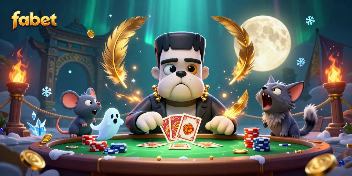 Engage in thrilling card games with fabet's 3D cartoon characters at a spooky casino.