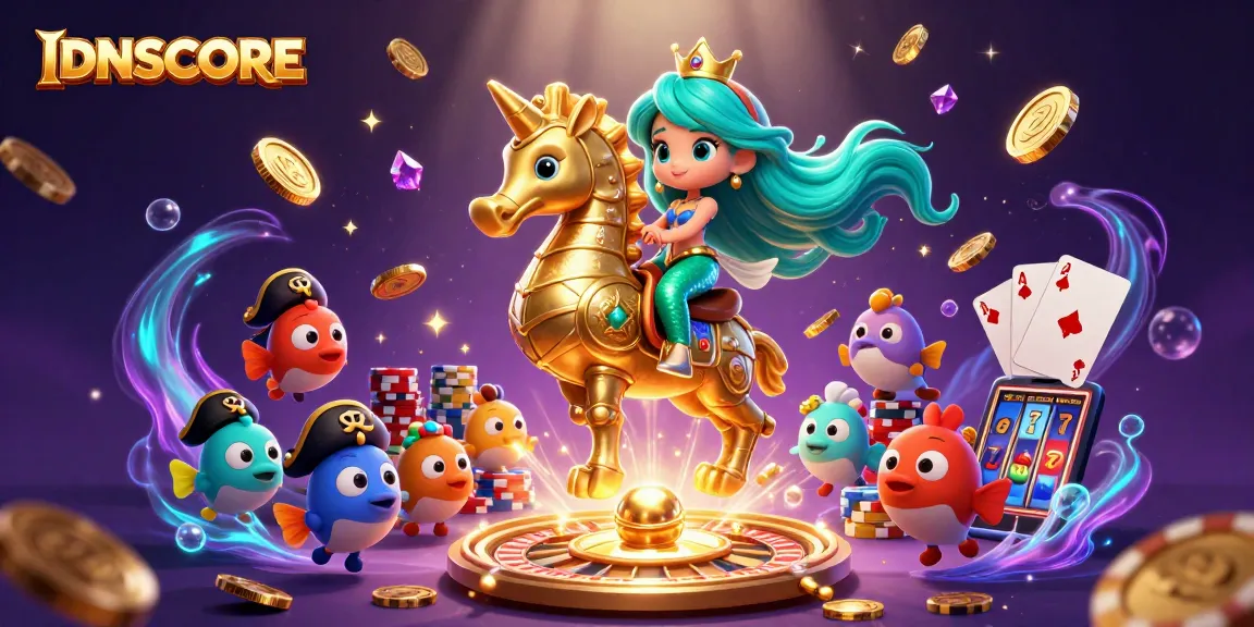 Experience the thrill of winning at IDNSCORE, featuring enchanting characters and vibrant casino elements.