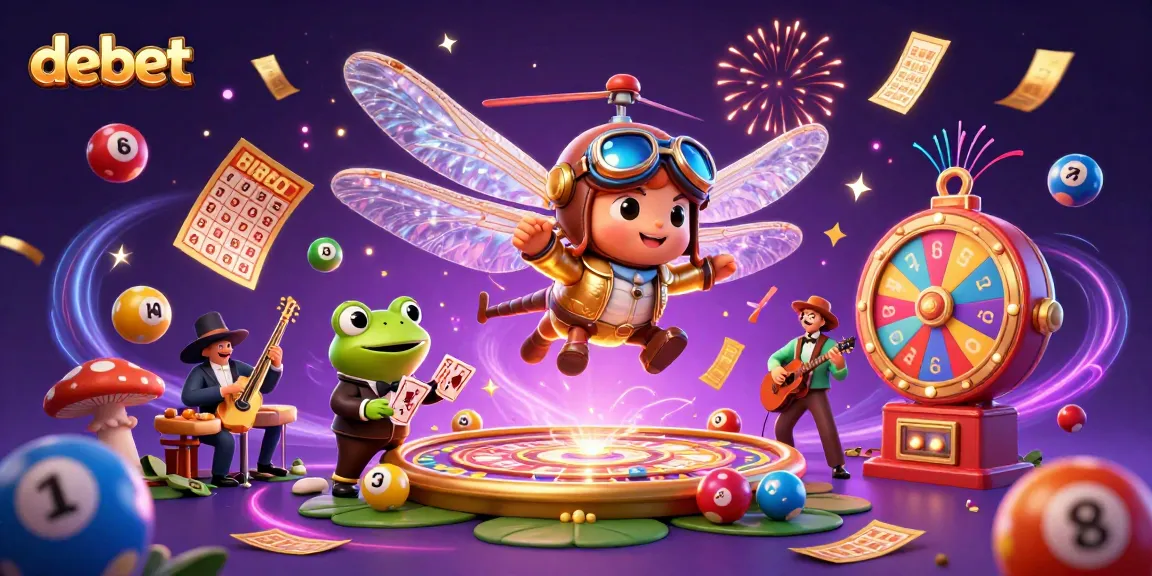 Engage in exciting casino action with debet's vibrant 3D scene of a dragonfly pilot and frog croupier.