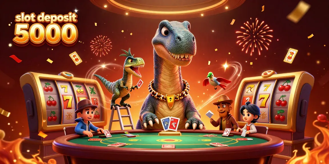 Spin huge wins with slot deposit 5000 while a giant brontosaurus oversees the action!