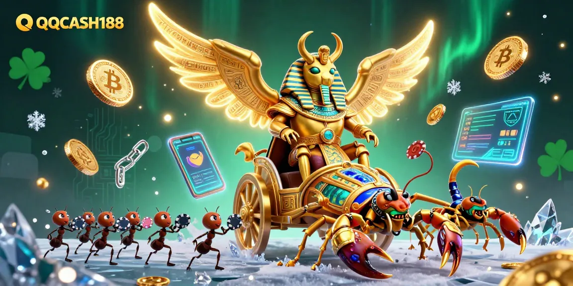 Engage with QQCASH188 and experience thrilling chariot races among golden symbols and crypto elements.
