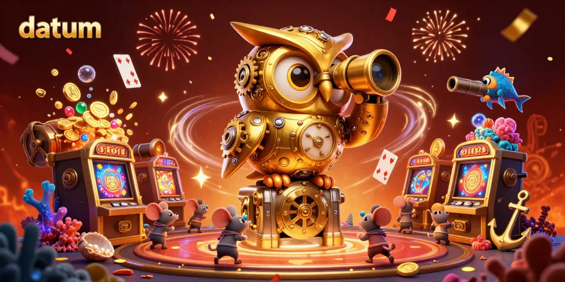Scan the vibrant casino scene with the datum owl enhancing engagement in slots and jackpots.