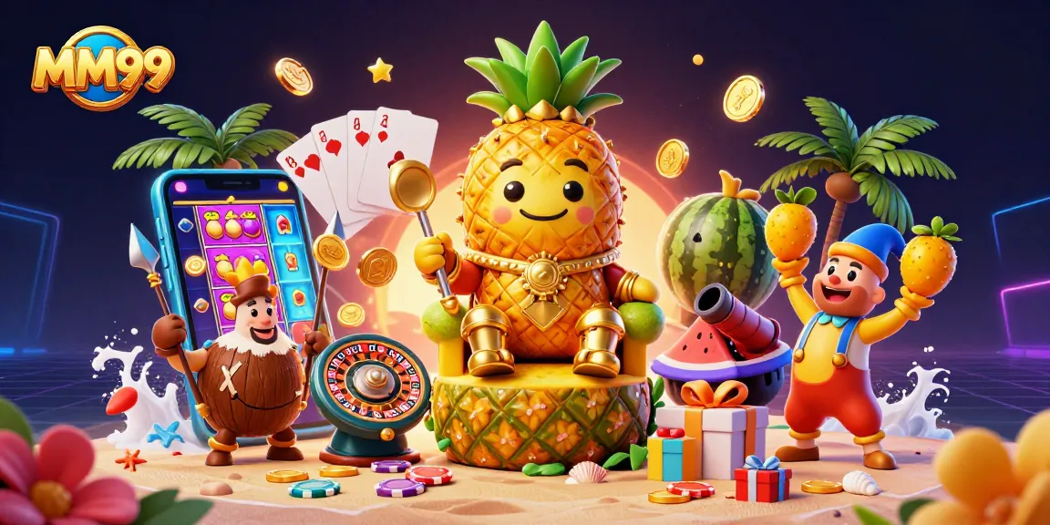 Engage in thrilling MM99 casino action with vibrant characters and dynamic gaming elements.
