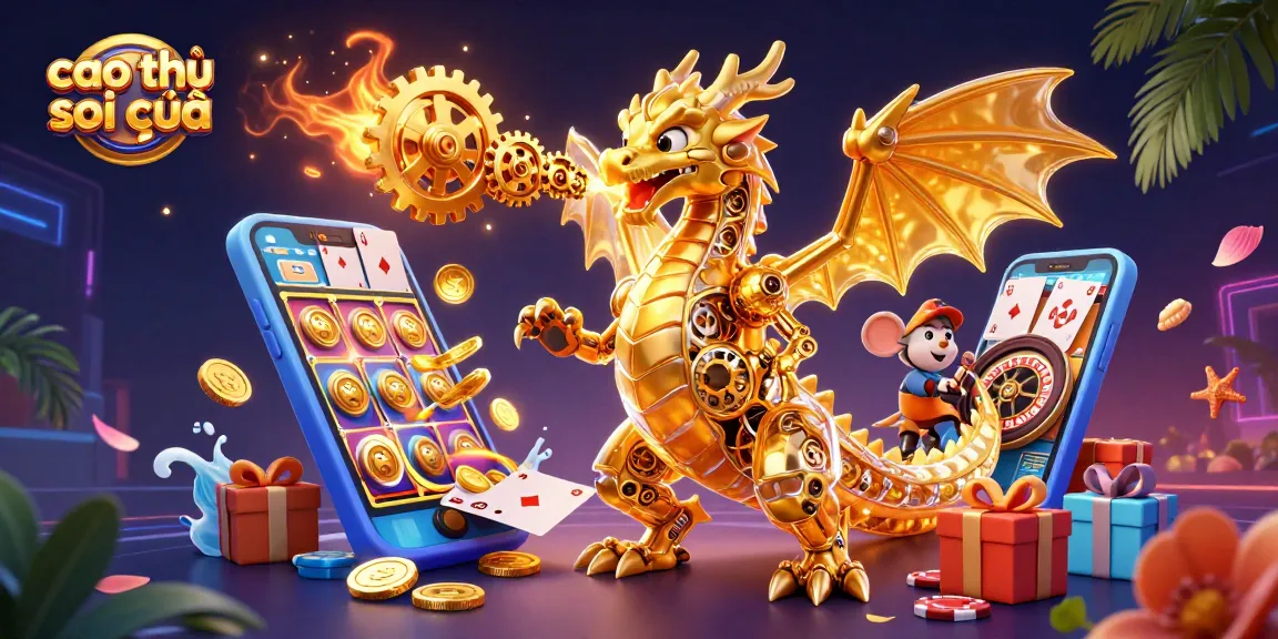 Experience the thrilling world of cao thủ soi cầu with a golden dragon and vibrant casino elements.