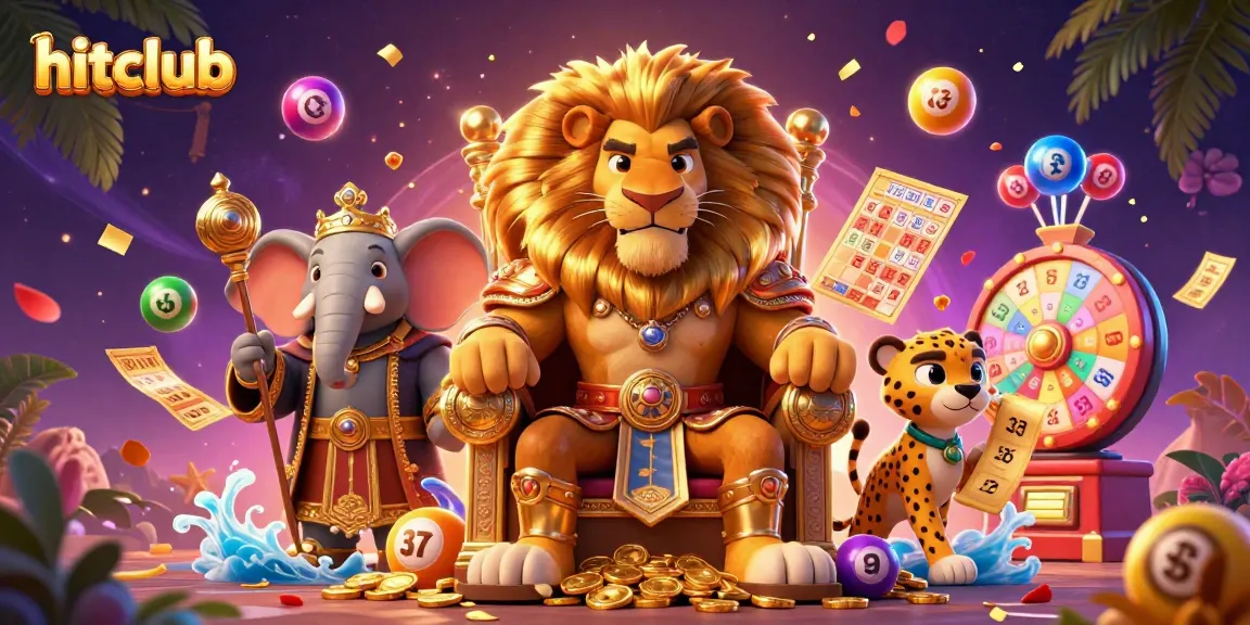 Hitclub’s vibrant lottery scene featuring cartoon characters and dynamic games of chance.