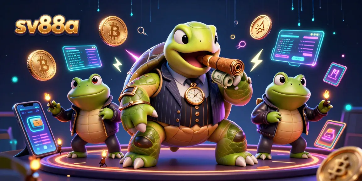 Engage with sv88a as a snapping turtle cigar player rules the casino with crypto elements.
