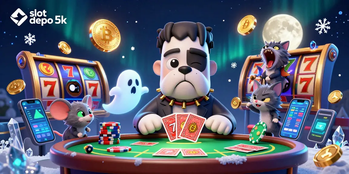 Experience thrilling gameplay at slot depo 5k with engaging characters and vibrant casino elements.